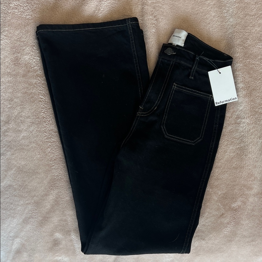 Reformation Alyssa Black High Rise Wide leg jeans